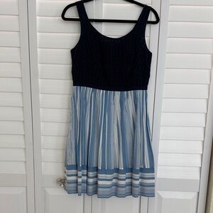 LOFT Navy Eyelet Textured Top Dress